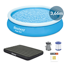 Zestaw basenowy ogrodowy AquaHaven, 5 elementów, 3.66mx76cm  - BESTWAY