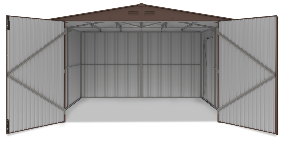 Metalowy domek ogrodowy/garaż Kingston 380x480 Walnut - HARDMAISTER