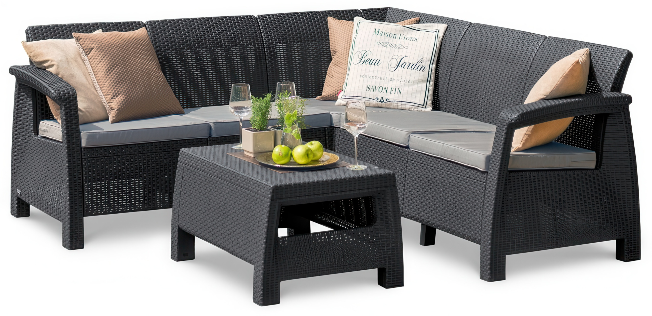 Narożnik ogrodowy Keter Corfu Relax Set Graphite