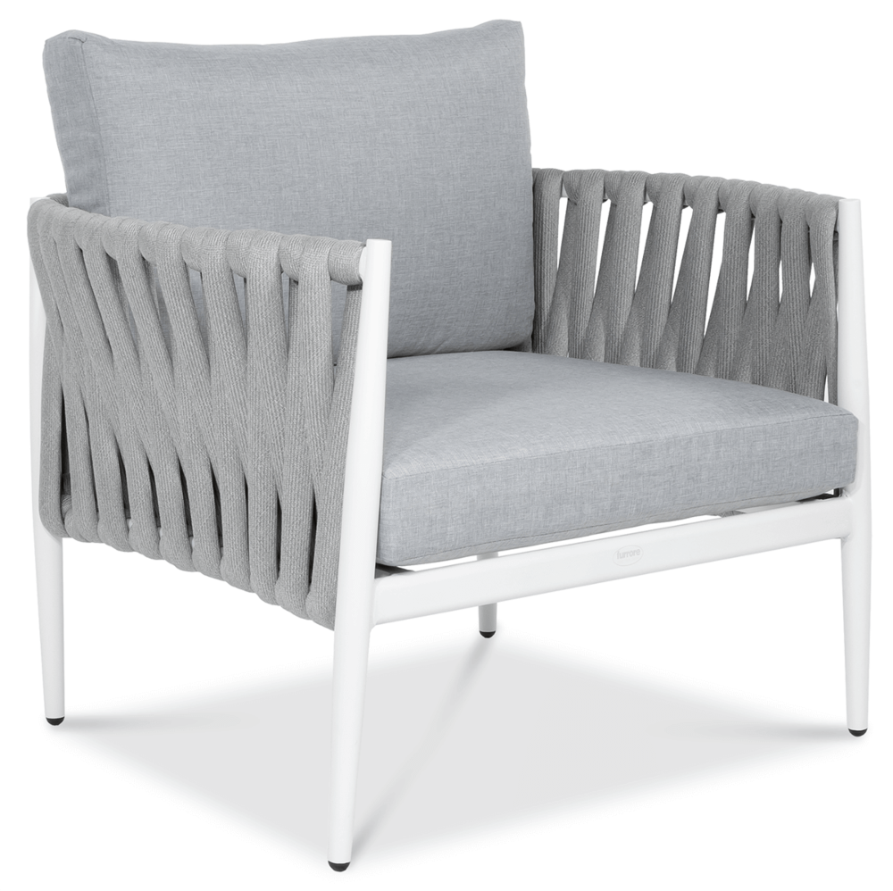 Narożnik aluminiowy ogrodowy MONZA Caffe + fotel White - FURRORE