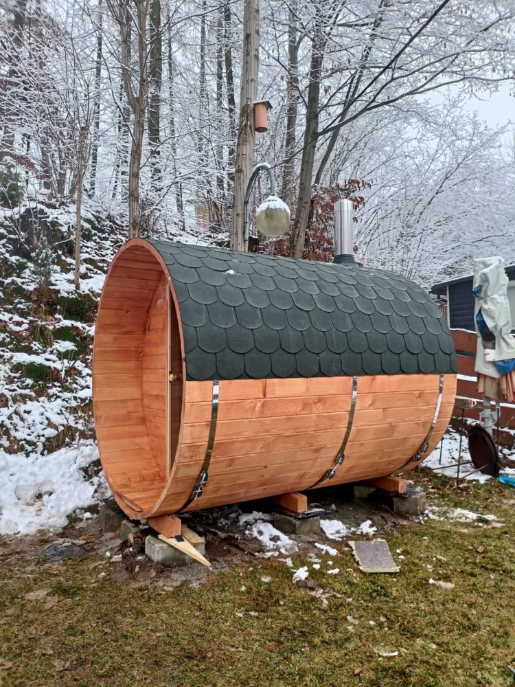 Drewaniana sauna ogrodowa beczka śr.200cm, gł. 250cm - FOCUS GARDEN