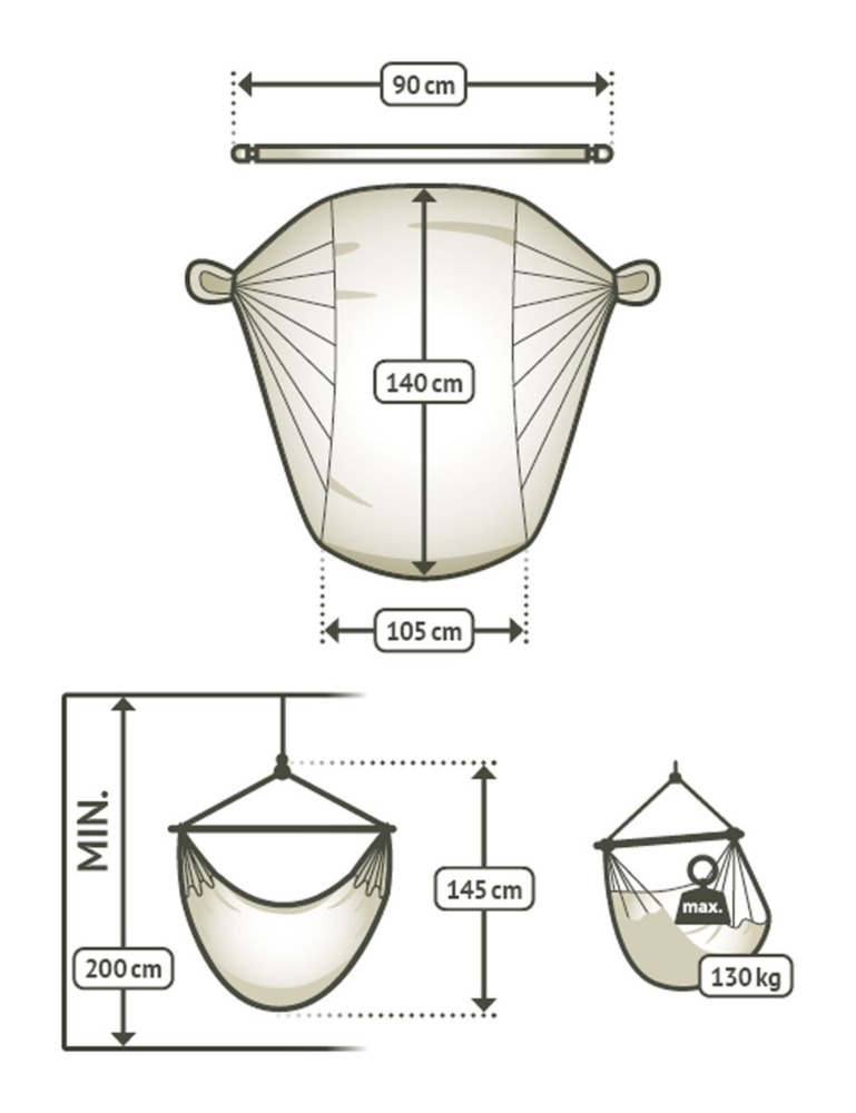Fotel hamakowy HABANA Basic Latte z bawełny organicznej - LA SIESTA