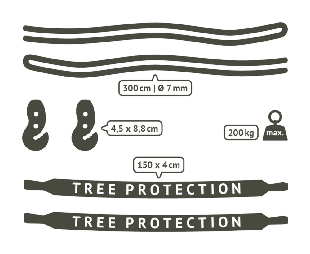 Zestaw montażowy hamaka pomiędzy drzewami/słupkami TreeMount Black - LA SIESTA