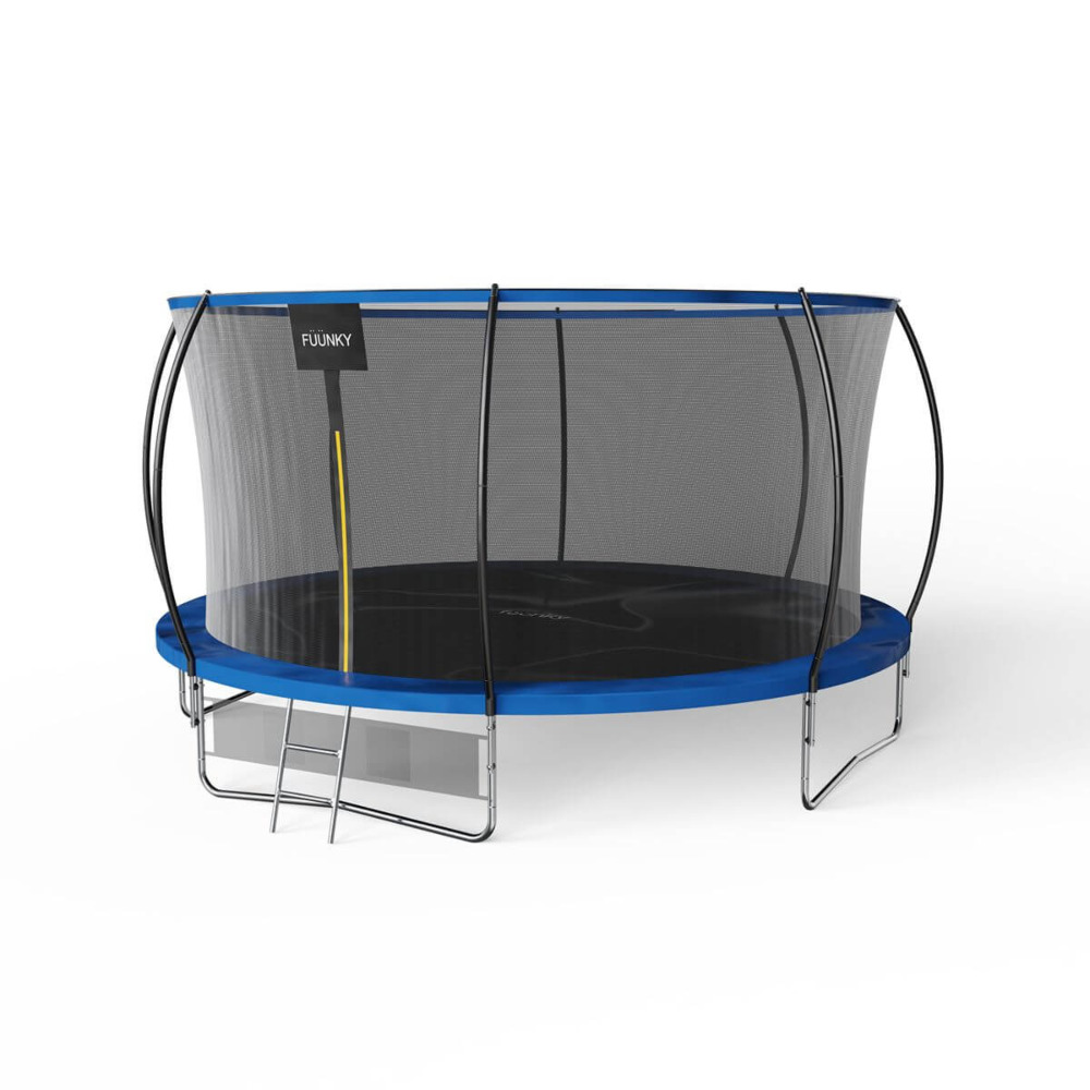 niebieska trampolina do ogrodu fuunky