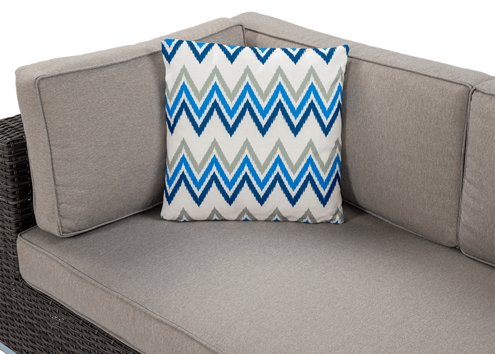 Aranżacja poduszki geometrycznej MoodMe Geometric Blue na narożniku