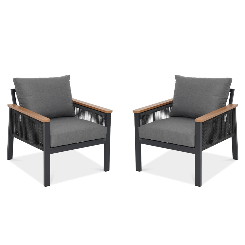 Dwa fotele ogrodowe ascona w kolorze ciemno szarym