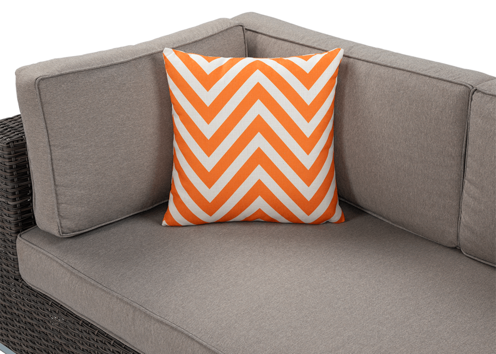 Aranżacja poduszki geometrycznej MoodMe ZigZag Orange na narożniku