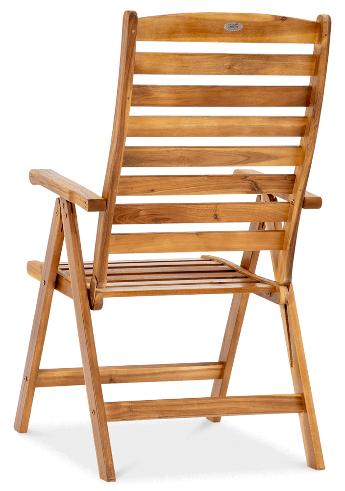 Tył krzesła wykonanego z drewna akacjowego