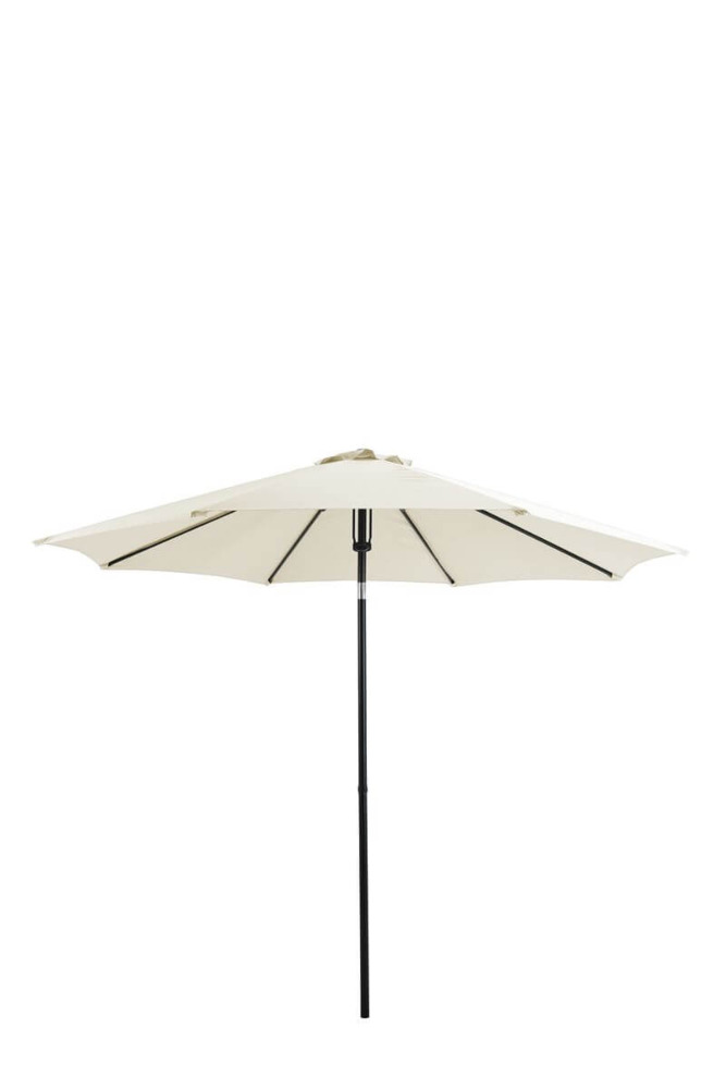 Rozłożony parasol samos z masztem centralnym w kolorze beżowym