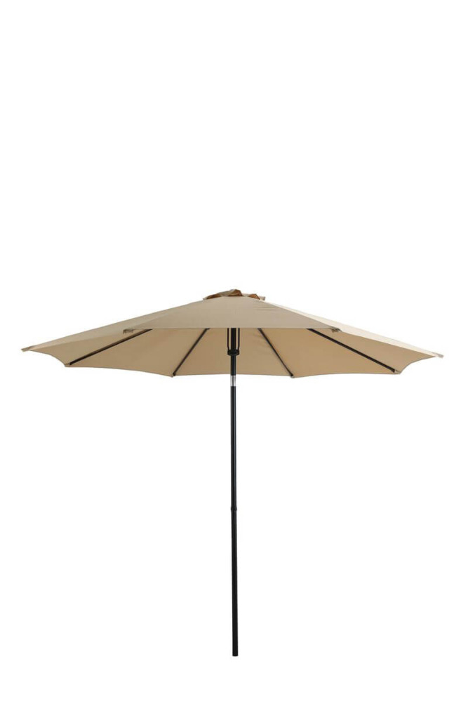 Rozłożony parasol samos z masztem centralnym w kolorze kawowym