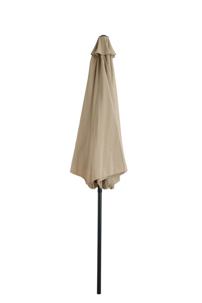 Złożony parasol samos z masztem centralnym w kolorze taupe
