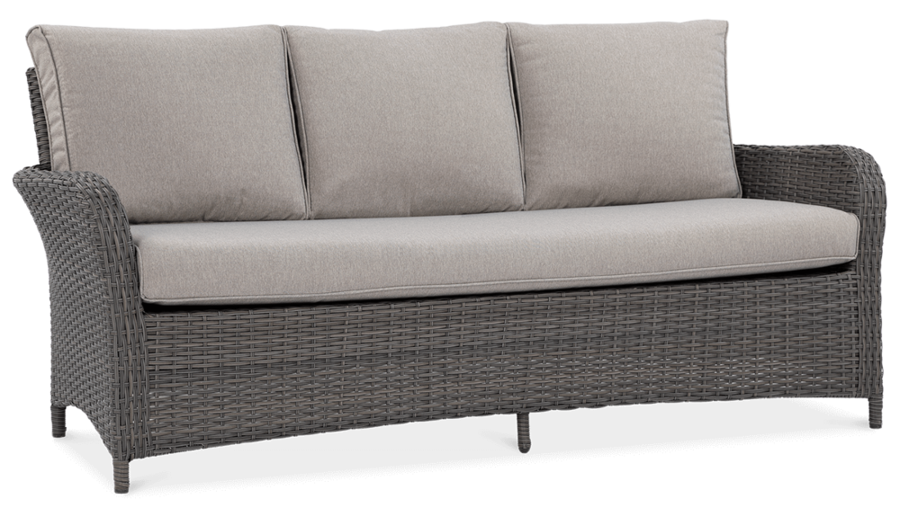 Ciemno-szara sofa z technorattanu