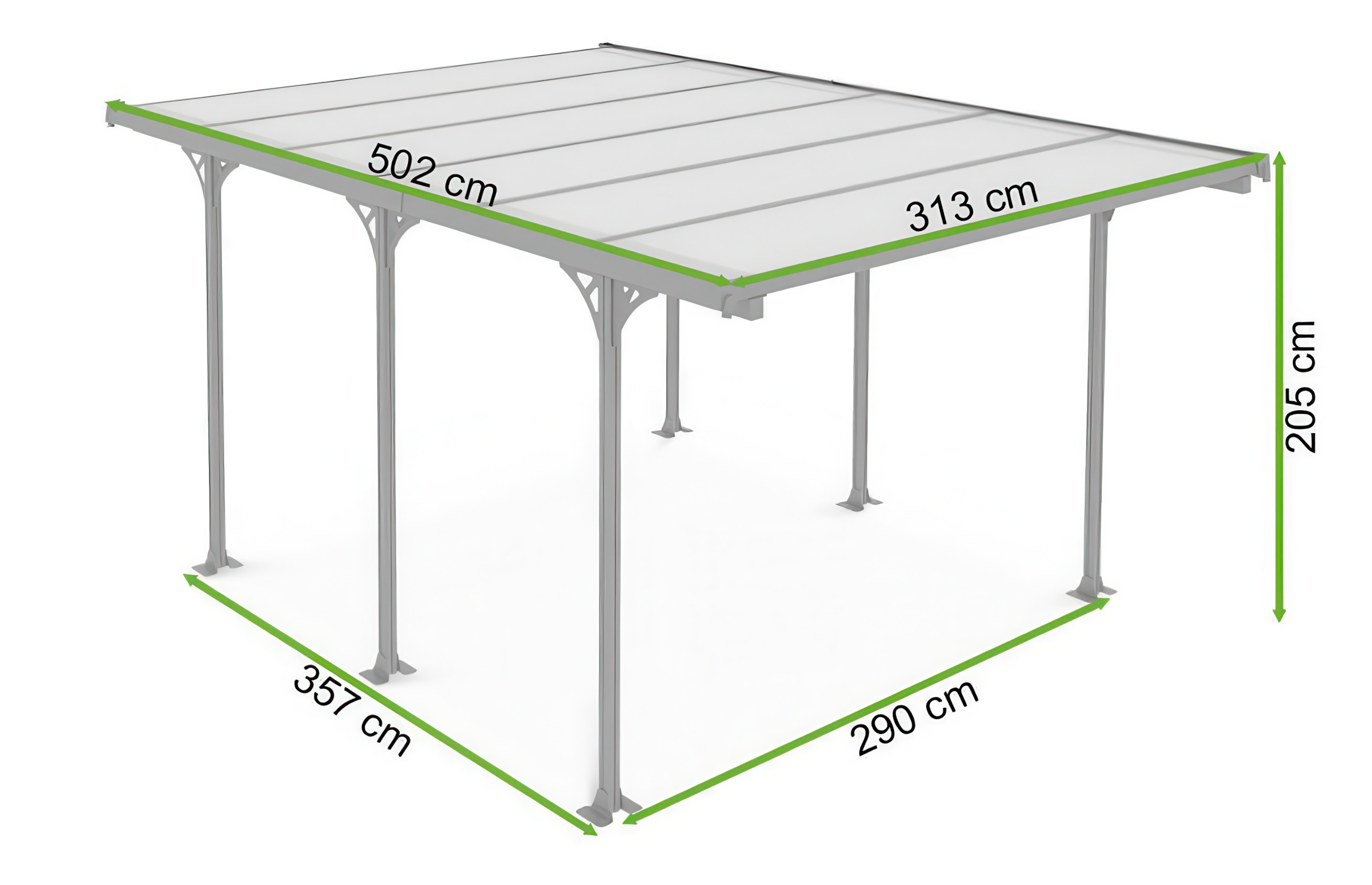wymiary wiaty garażowej Montana 3,1x5m Hardmaister