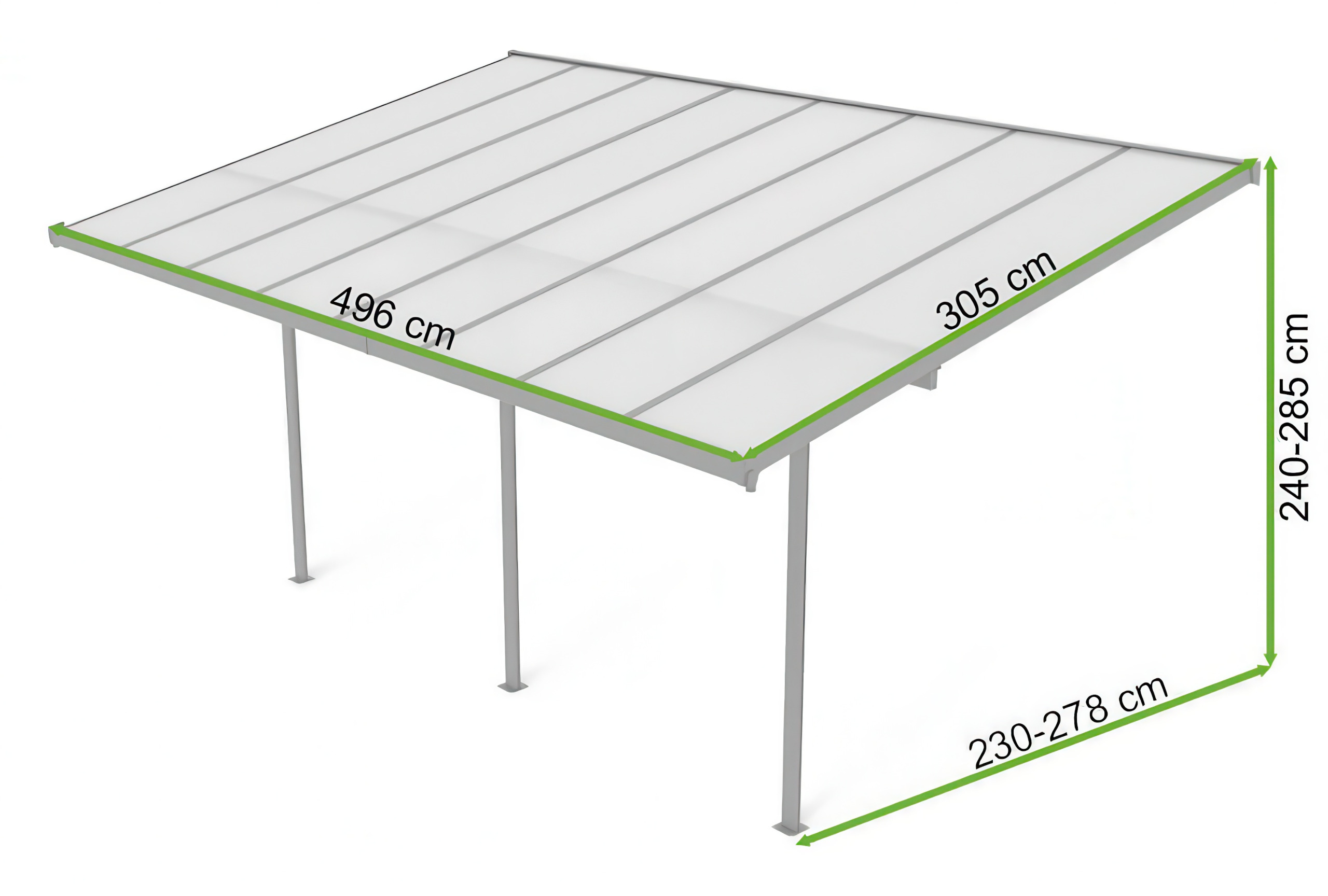 wymiary wiata tarasowa Atlanta 3x5m Hardmaister