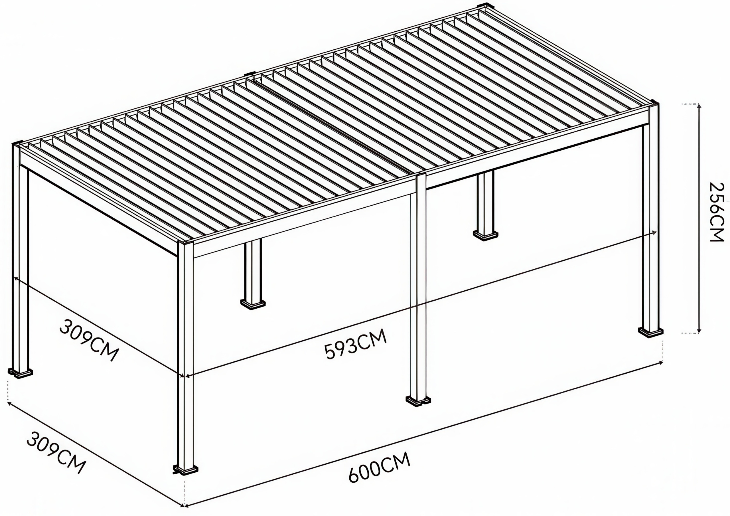 Вимірювання Pergola ELEGANCE AUTOMATIC LED 3x6 White