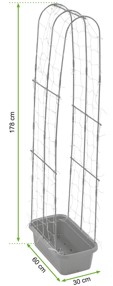 Wymiary doniczki ze stojakiem do uprawy ogórków CUCU GROW BOX 60x30x178cm CULTIVO