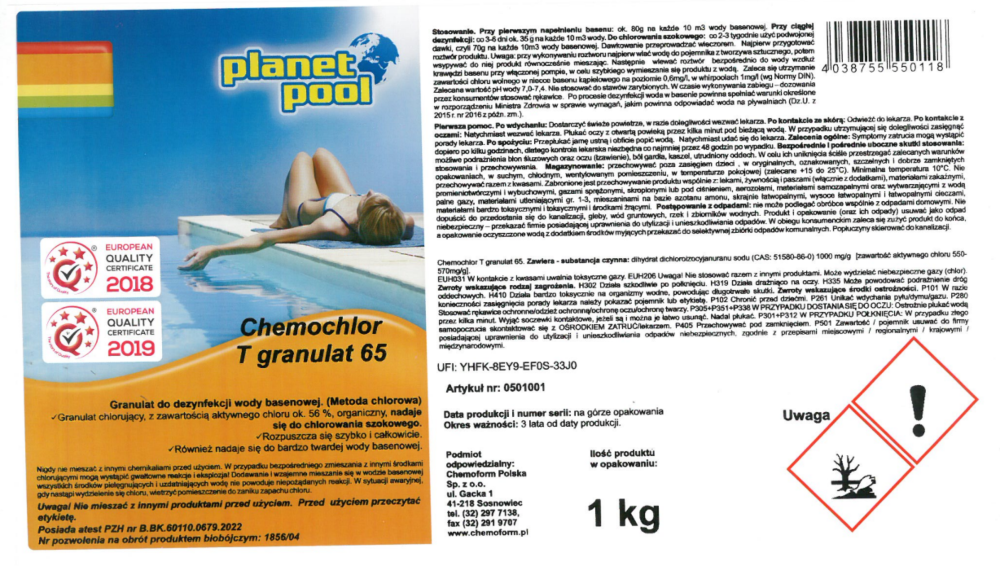 Chlor T granulat 65 1kg - CHEMOFORM