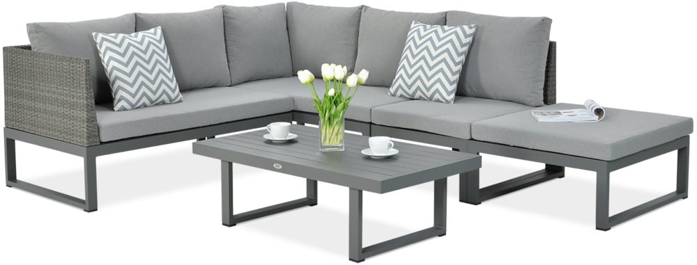 Narożnik ogrodowy davos grey wraz z stołem