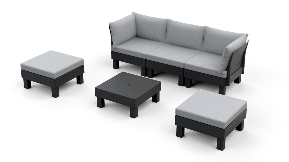 Konfiguracja mebla elements jako sofa plus dwie pufy