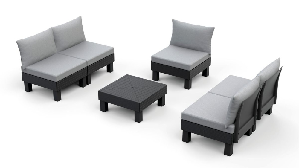 Narożnik ogrodowy elements w konfiguracji dwie sofy plus pojedynczy fotel
