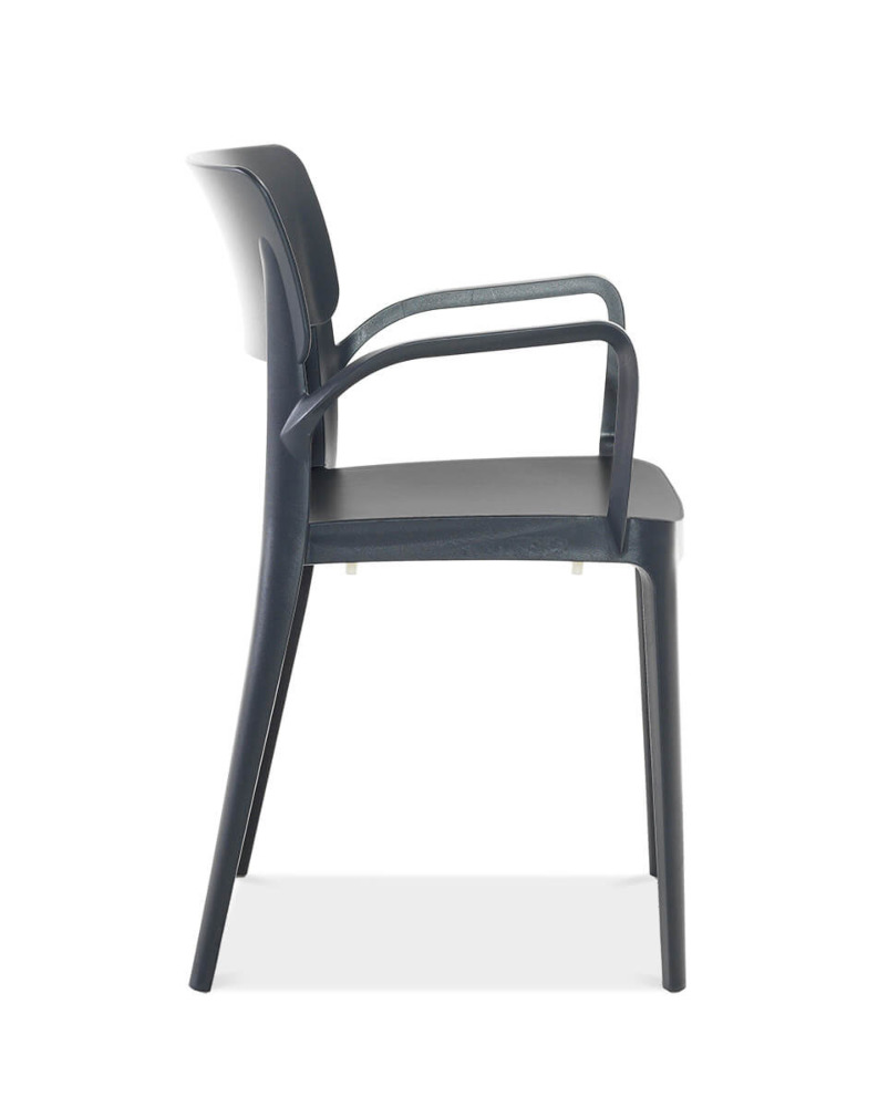Bok polipropylenowego krzesła wzmacnianego włóknem szklanym z zestawu PANORA 4+1 w kolorze antracytowym