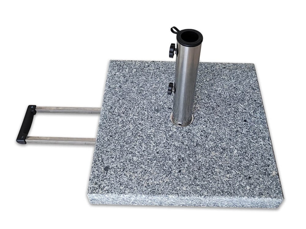 40 kilogramowa granitowa podstawa wraz z rączką i kółkami dla łatwiejszego transportu