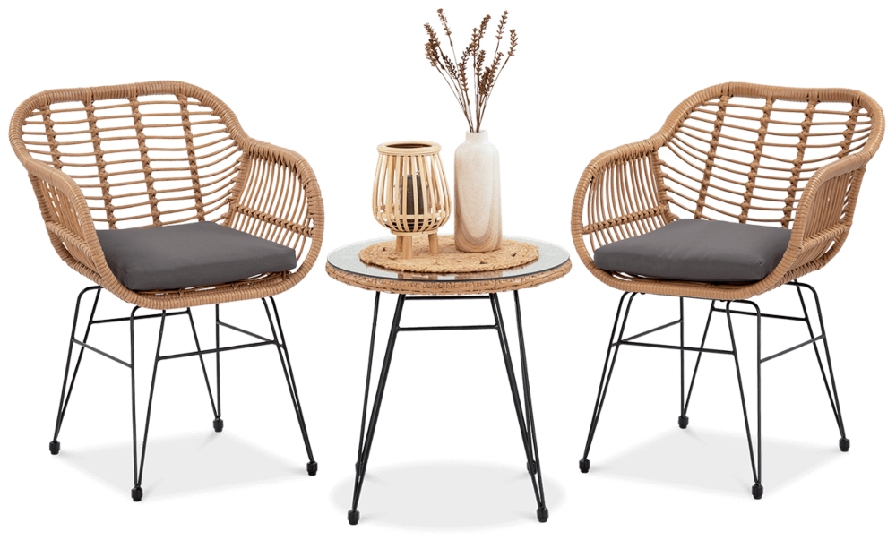 Stół i krzesła na balkon KUBU 2+1, Beige - FOCUS GARDEN