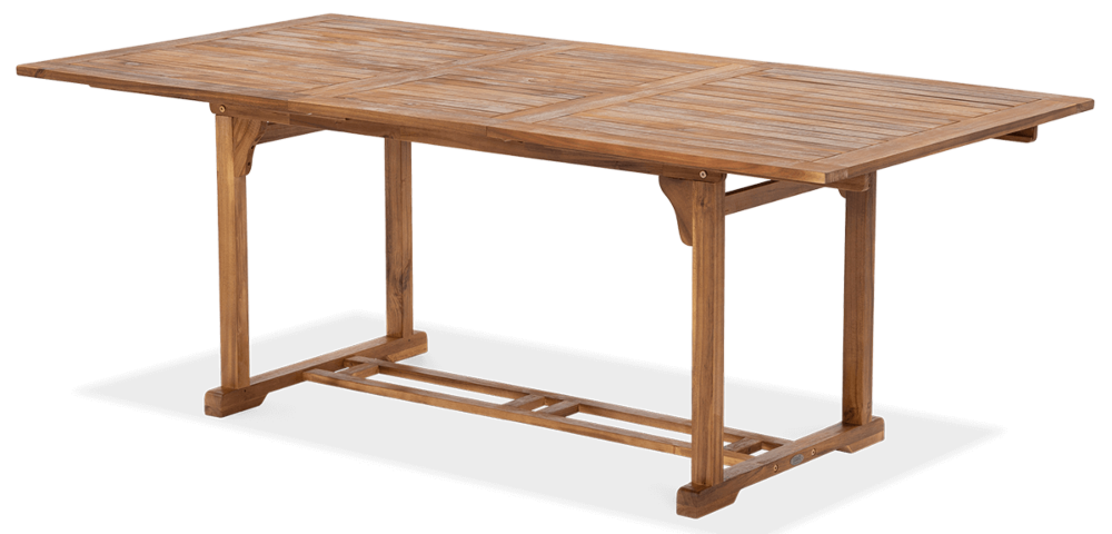 Prostokątny rozłożony duży stół z drewna akacjowego