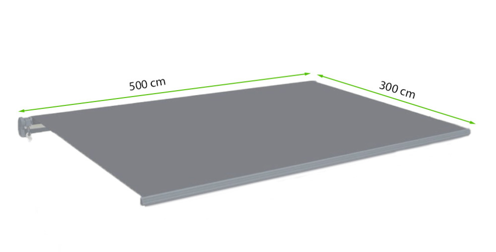 Wymiary markizy tarasowej CLASSIC Grey/White 500x300