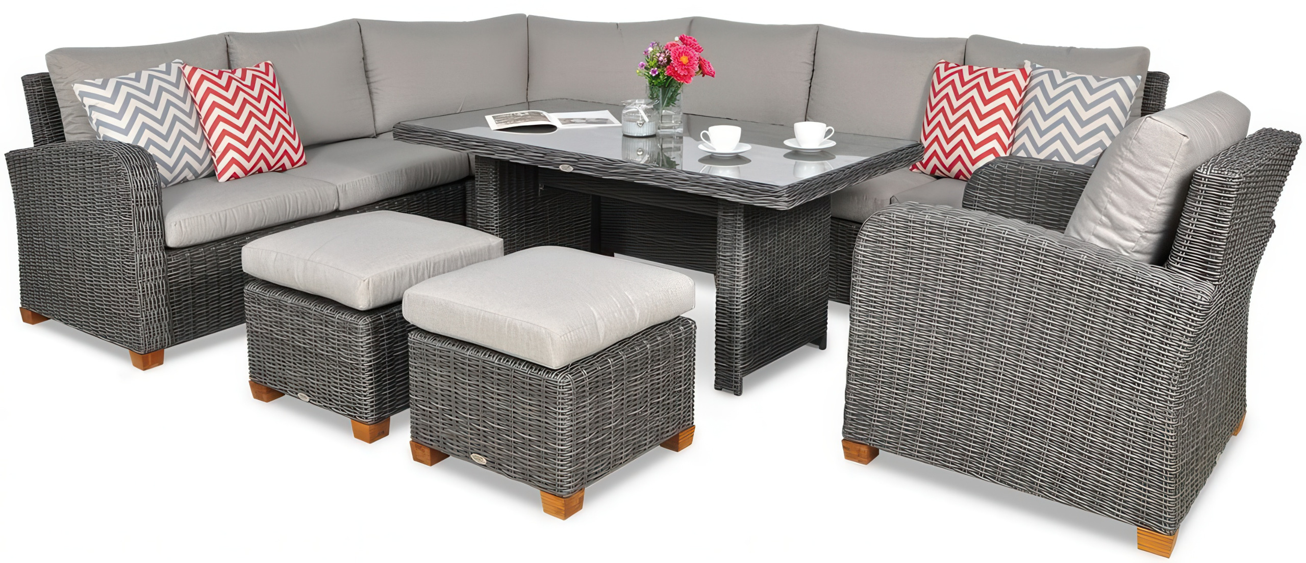 Narożnik z technorattanu MADERA PLUS Zaokrąglony Dark Grey