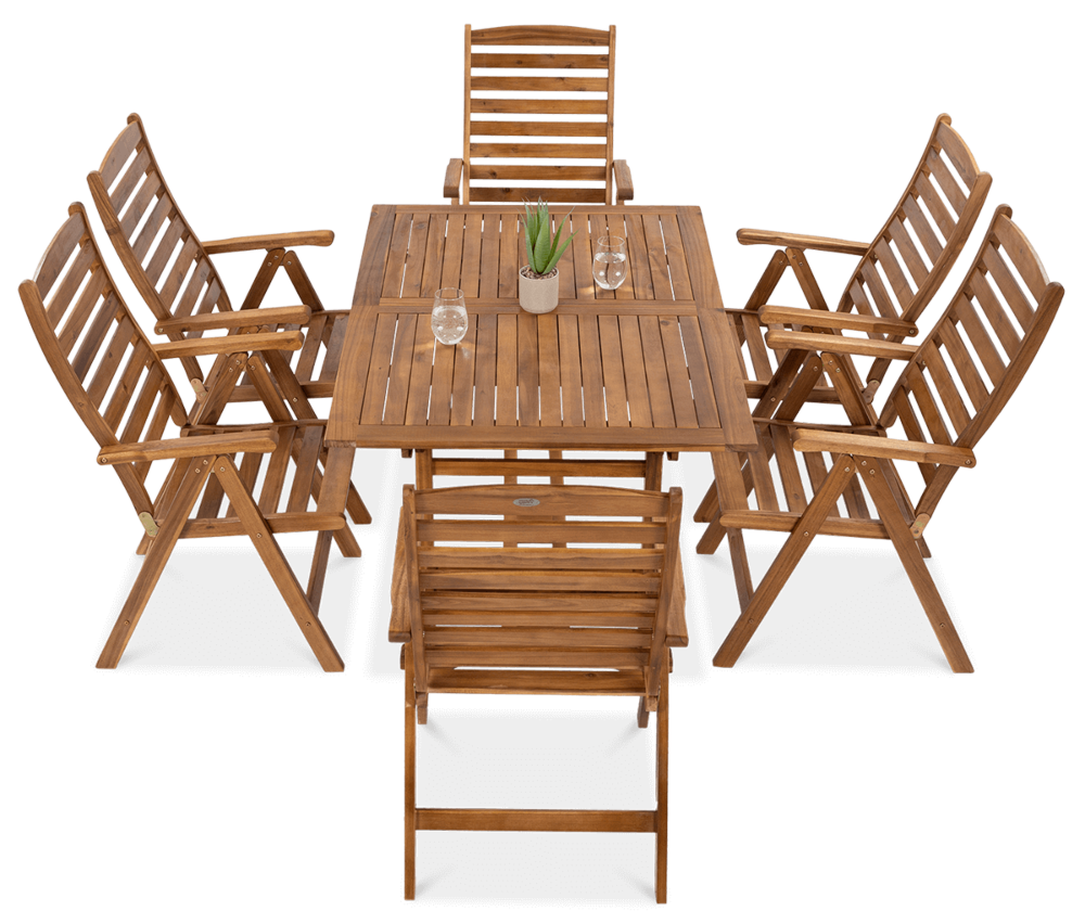 Zestaw mebli AKADIA DINING składający się z sześciu krzeseł oraz stołu