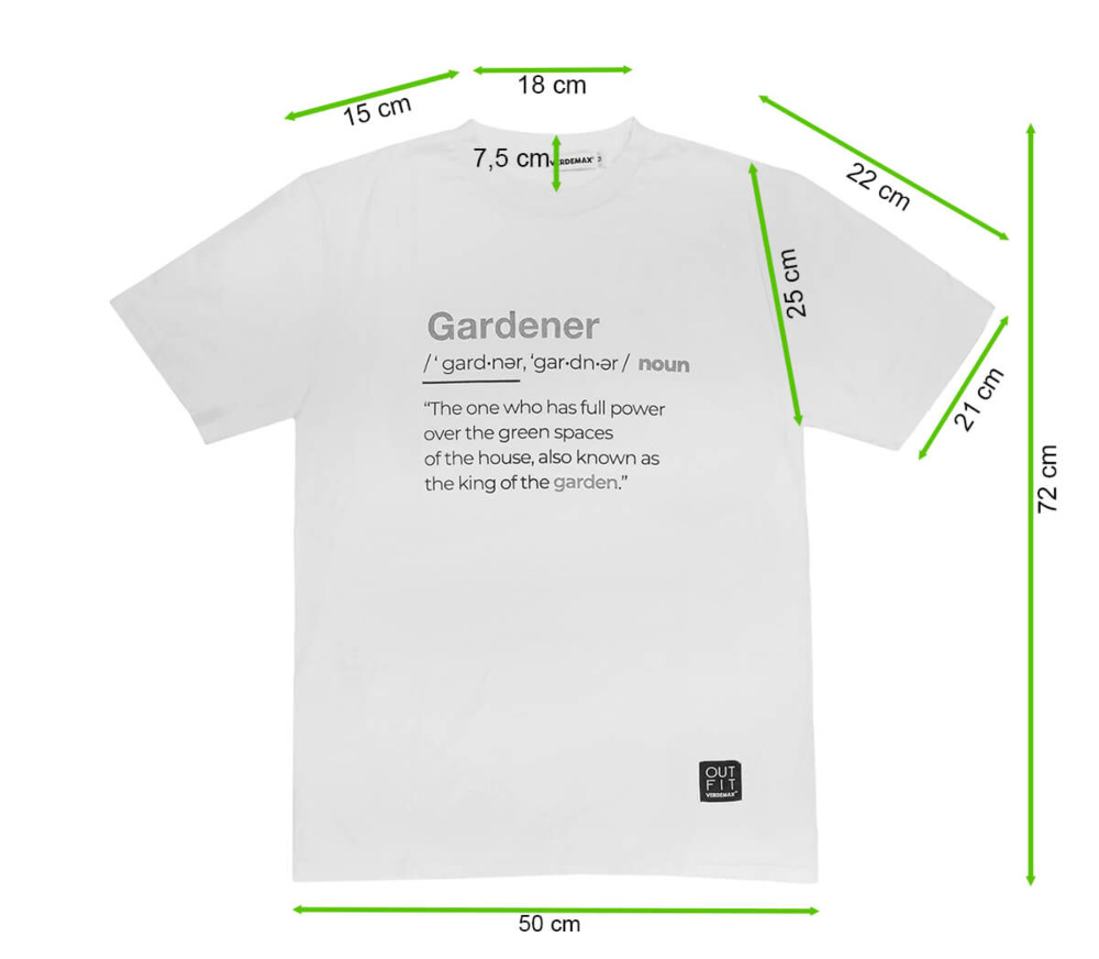 Rycina z wymiarami koszulki gardener w rozmiarze M