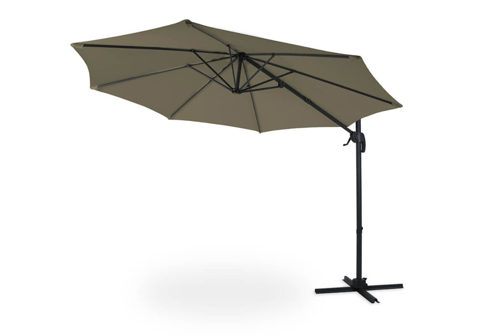 parasol z masztem bocznym havana taupe z czaszą o średnicy 3m