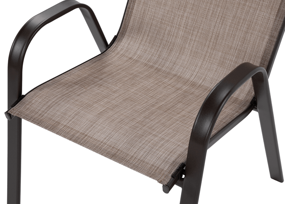 Widok na siedzisko i oparcie krzesła wykonane z wytrzymałej, ozdobnej tkaniny Textiline zapewniającej wygodę siedzenia bez konieczności stosowania poduszek