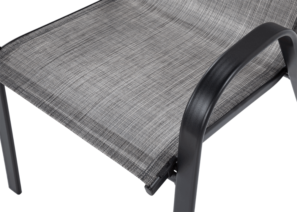 Widok na siedzisko i oparcie krzesła wykonane z wytrzymałej, ozdobnej tkaniny Textiline zapewniającej wygodę siedzenia bez konieczności stosowania poduszek