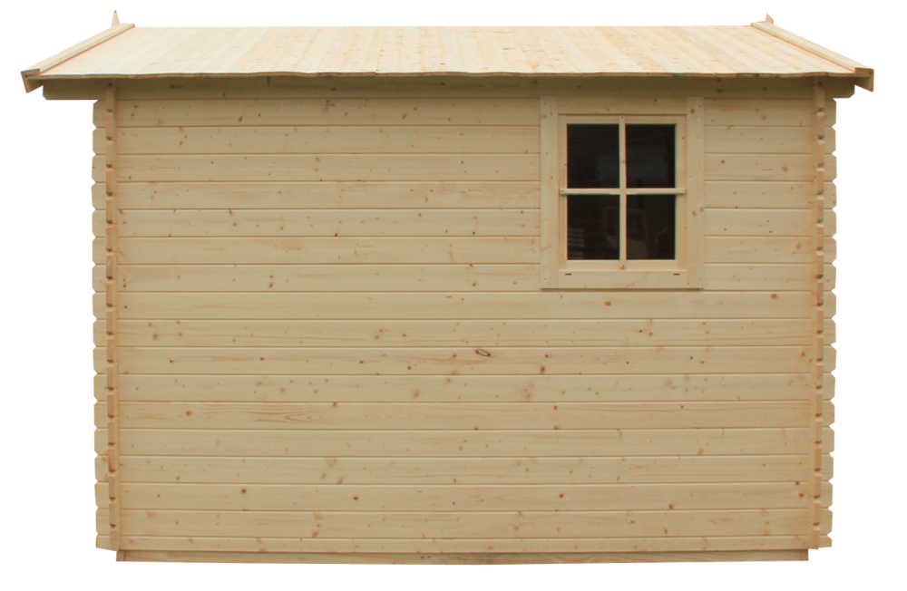 bok domku hiacynt wykonanego z drewna o wymiarach 340x340cm